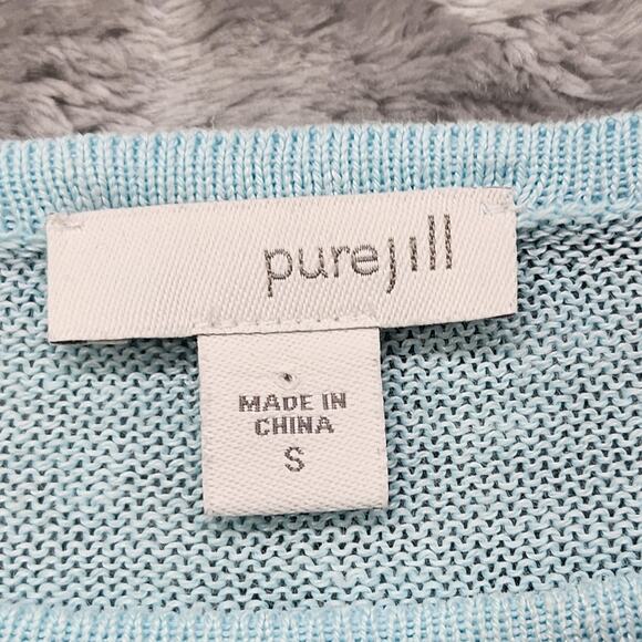 J.Jill Pure Jill Sweater Women S Blue Linen Blend Long Sleeve Layered Knit Tunic - Picture 5 of 10